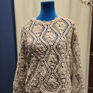 POL Cream Crochet Sweater